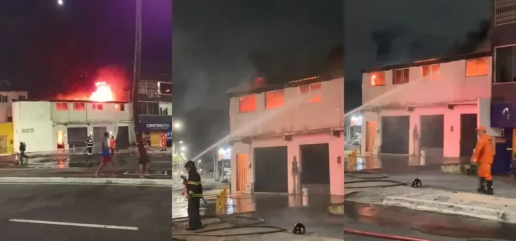 Incêndio atinge loja de piscinas na orla de Salvador