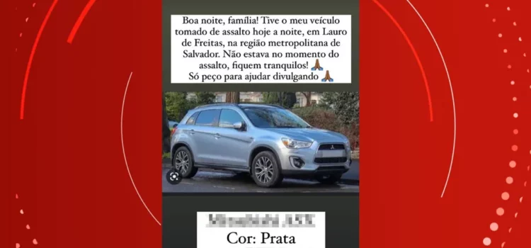 Beto Jamaica, cantor do É o Tchan, tem carro roubado na Bahia