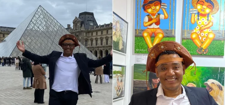 Pintor baiano que deixou trabalho como frentista para se dedicar à arte expõe obras no Louvre, em Paris