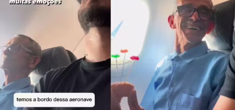 Filho realiza sonho do pai, de viajar de avião, no aniversário de 80 anos; homenagem