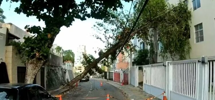 Rajadas de ventos assustam banhistas em praias e chuvas provocam alagamentos em estações de transporte na BA