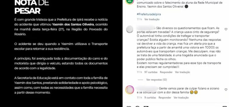 Estudante de 5 anos morre após cair de ônibus escolar em movimento no interior da BA