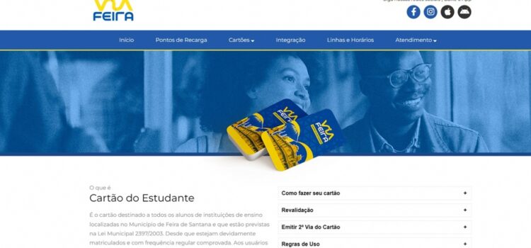 Estudante que não revalidar Cartão Via Feira terá acesso à meia passagem suspenso