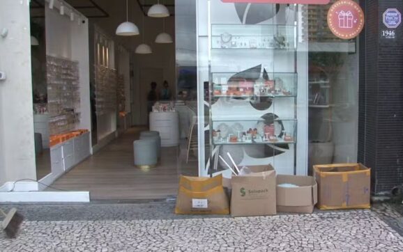 Loja no centro de Feira de Santana é arrombada; suspeito tentou roubar TV e outros produtos