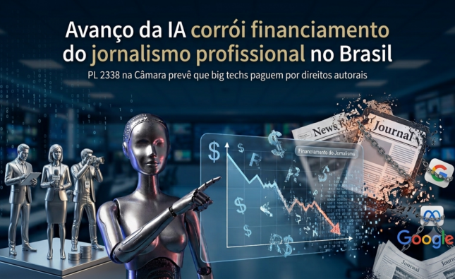 Avanço da IA corrói financiamento do jornalismo profissional no Brasil
