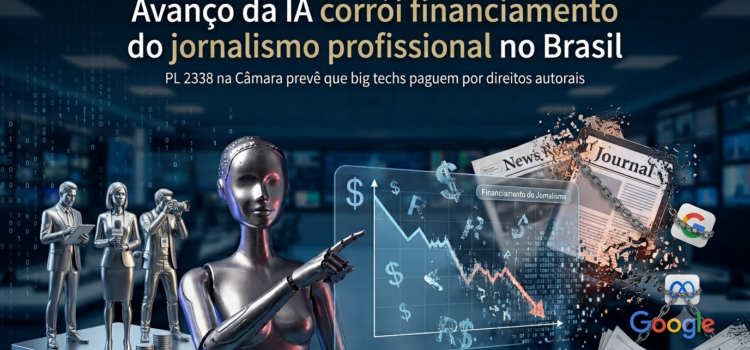 Avanço da IA corrói financiamento do jornalismo profissional no Brasil